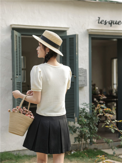 Knot Puff Sleeve T-shirt 纽结泡泡袖T恤 * 3 Colors