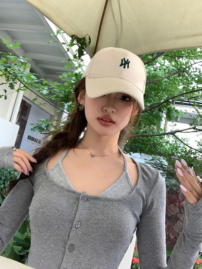 Sassy Faux Two-In-One Knit Top 辣妹假两件针织衫短款T恤*2Colors