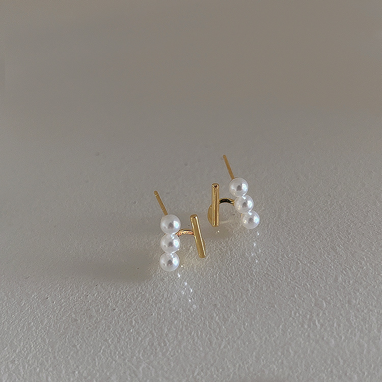 个性双层金属珍珠耳钉
