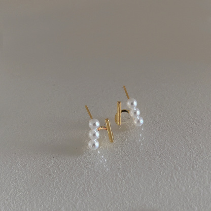 个性双层金属珍珠耳钉