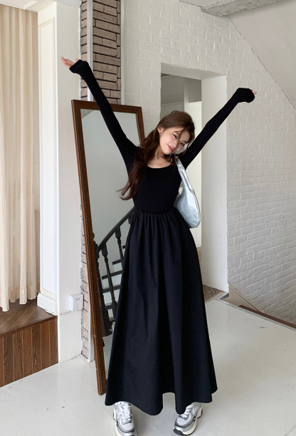 Fiona Long Sleeve Knitted Dress 方领长袖针织连衣裙*2 Colors 