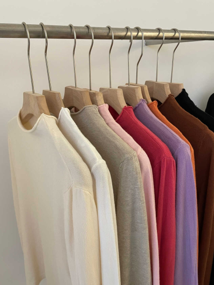 Soft Knit High Neck Tee 针织半高领长袖T恤*9 Colors