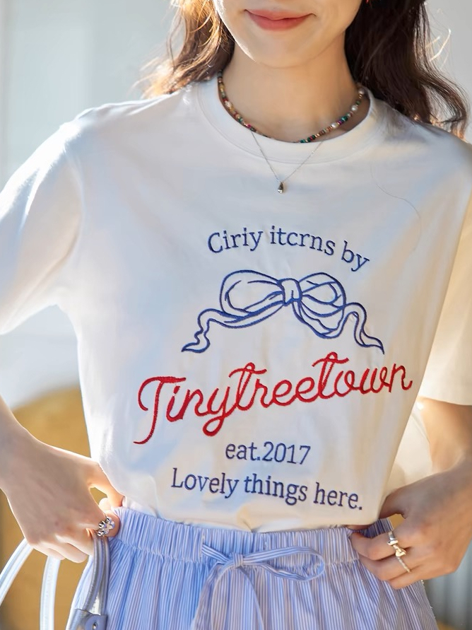 Retro Bow Letter Tee 复古蝴蝶结英文字母T恤