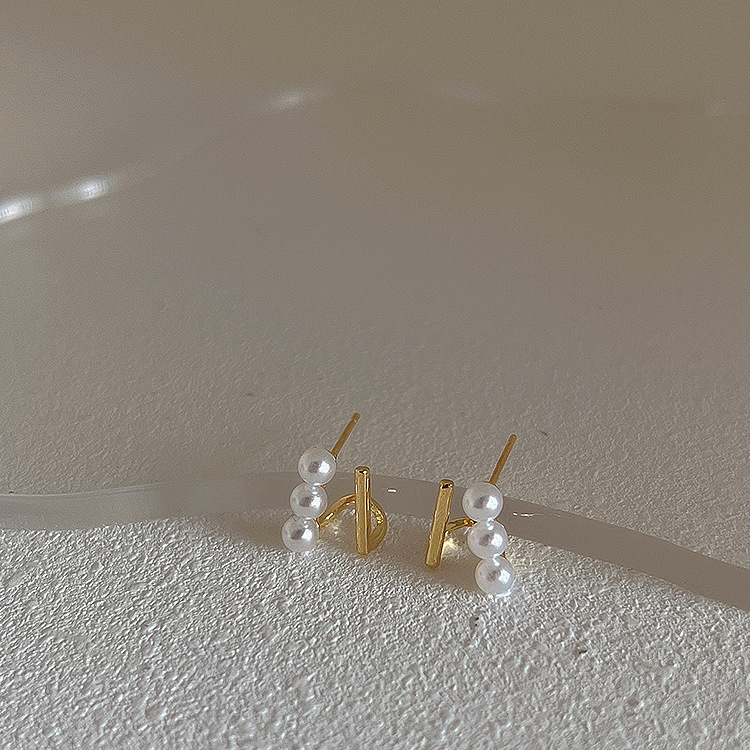 个性双层金属珍珠耳钉