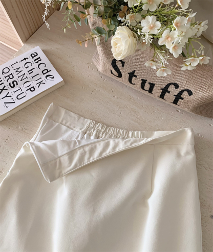 2025 Spring/Summer New Korean Style Elegant Lace Trim Sleeveless Top + High Waist Skirt Two-Piece Set for White Collar Workers