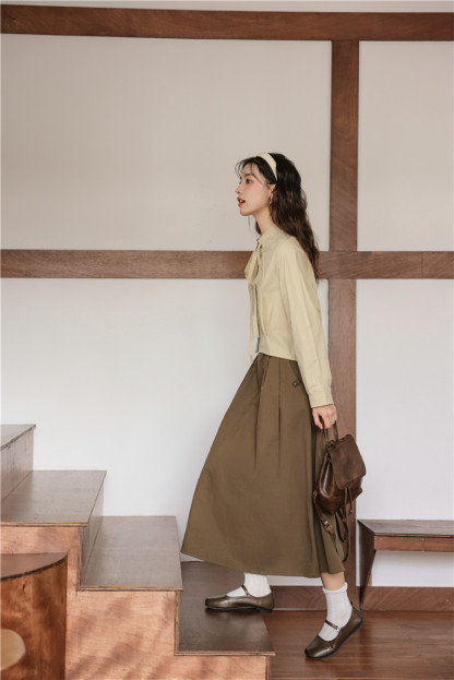 Sweet Bow-Tie Collar Blouse 甜美领口系带衬衫 * 2Colors