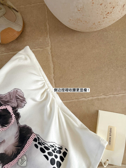 Puppy Print Tube Top Vest 小狗印花抹胸背心 自带胸垫*4 Colors