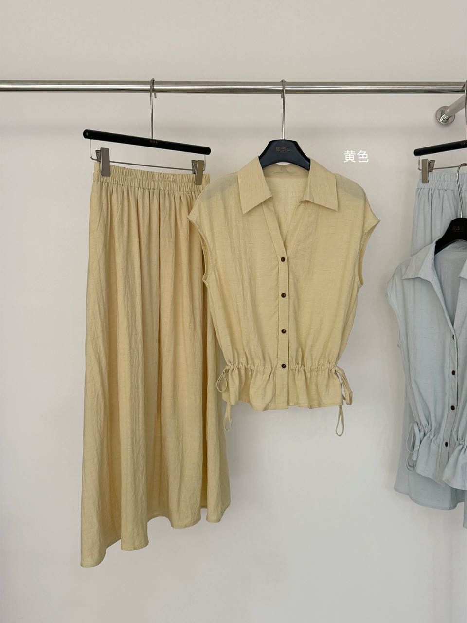 CHIC Shirt & A-Line Skirt Set 简约风翻领衬衫A字半身裙套装*2 Colors
