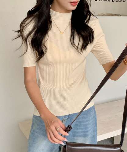 High Neck Ribbed Knit Top 高领罗纹针织上衣*4 Colors