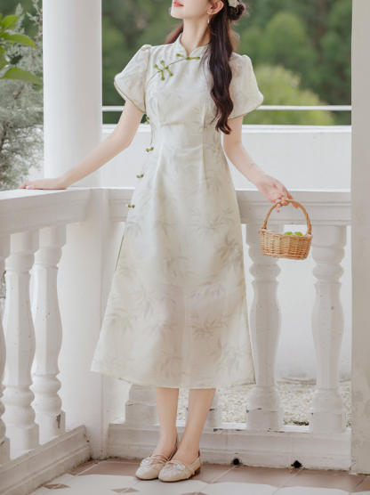 Bright Moon Bamboo New Chinese Improved Cheongsam Dress Women's Summer 2024 New Temperament Dress 50