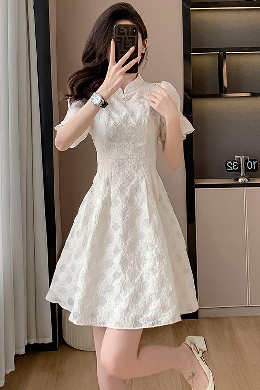 Classic Apricot Cheongsam Dress 杏色中式连衣裙