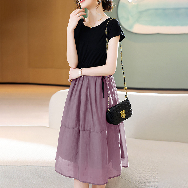 2024 Summer New French Minority Retro High Sense Dress Women's Fake Two Pieces Small Temperament Dress