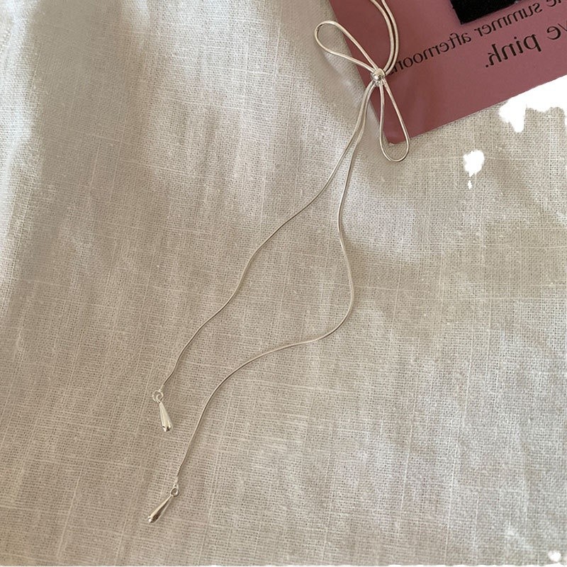 Adjustable Bow Lariat Necklace 小众ins 蝴蝶结抽拉式长款项链