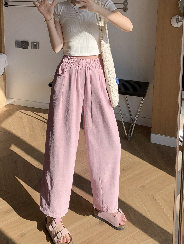 Textured Milk Pants for Women Summer Loose Draped Straight Leg Harem Pants Casual Acetate Velvet Cream Tapered Pants 肌理感奶芙裤