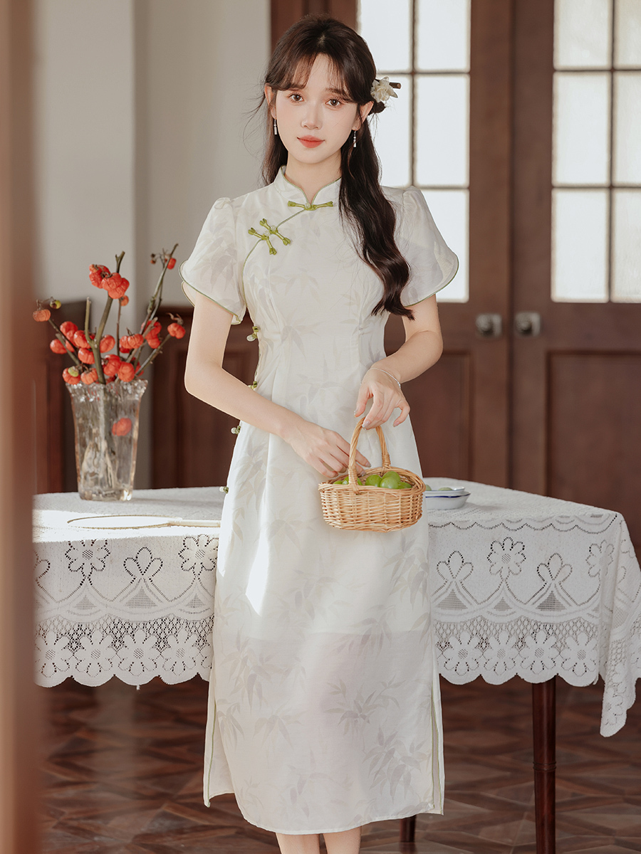Bright Moon Bamboo New Chinese Improved Cheongsam Dress Women's Summer 2024 New Temperament Dress 50