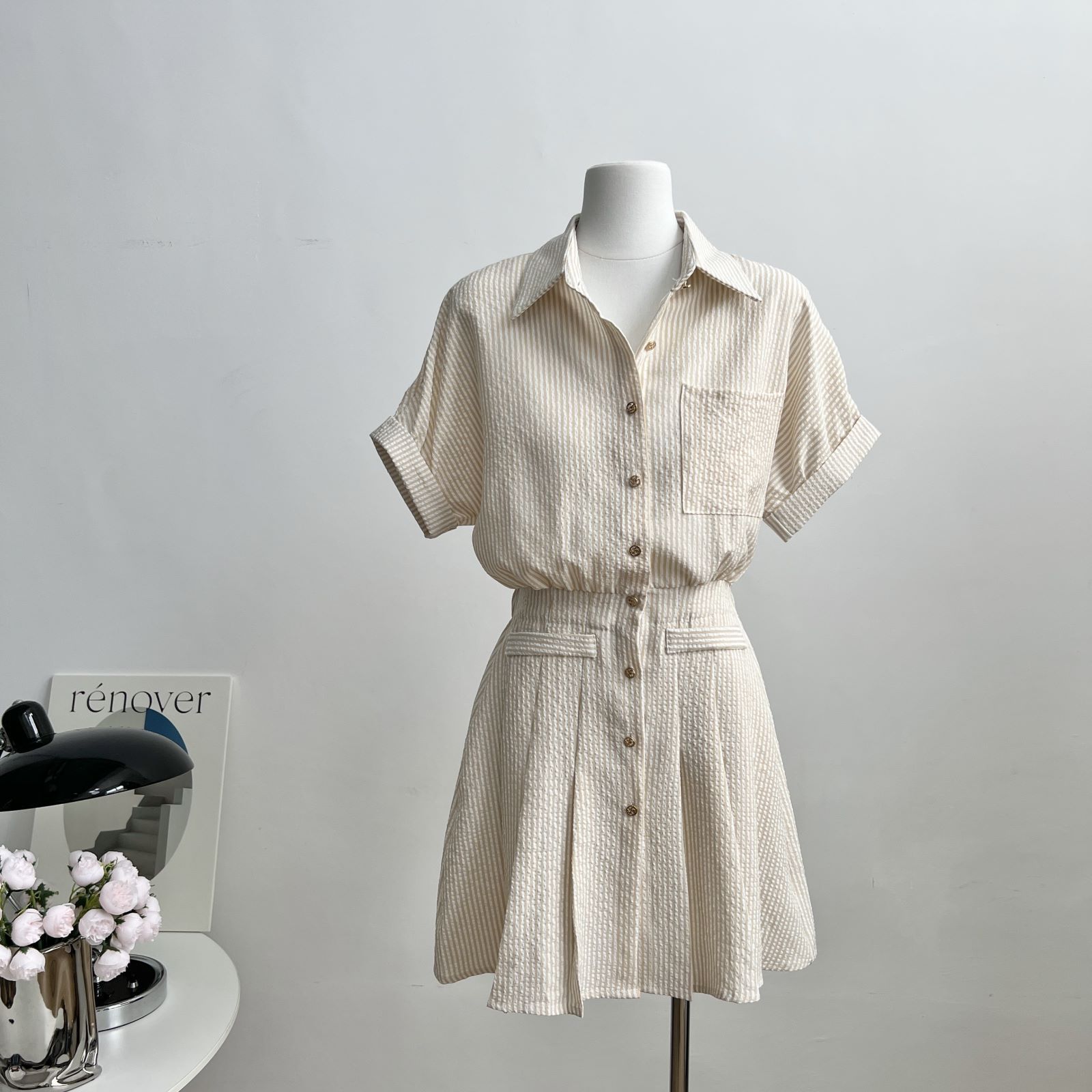 Nina Striped Shirt Dress 文艺范~条纹衬衫连衣裙*2Colors