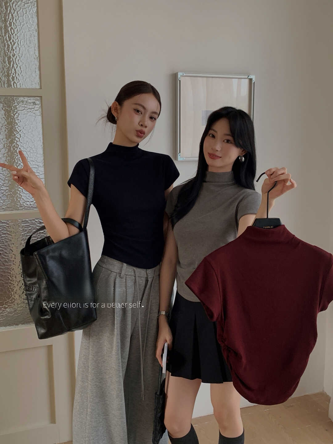 Half-high Collar Ultra-flattering Short Sleeve T-shirt 半高领超美体态短袖T*10 Colors