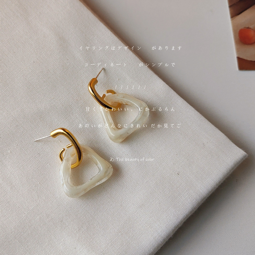 Caramel Matte Geometric Acrylic Earrings 焦糖奶酪！哑光几何亚克力耳钉