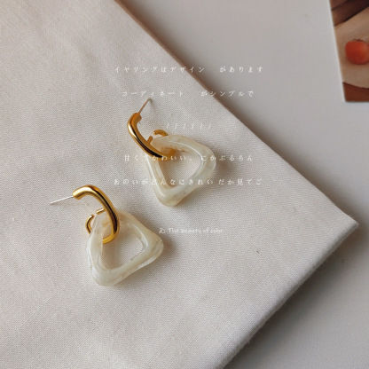 Caramel Matte Geometric Acrylic Earrings 焦糖奶酪！哑光几何亚克力耳钉