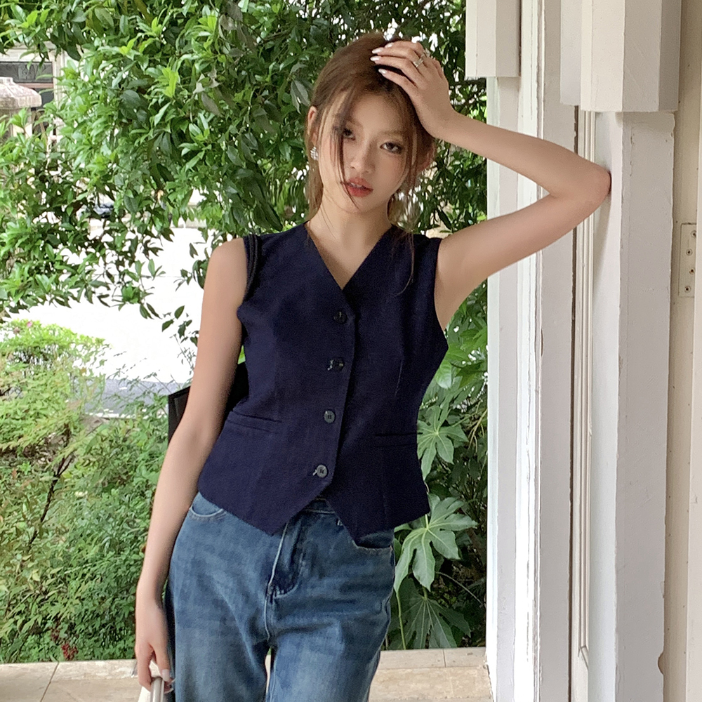 气质v领马甲小背心 French-style elegant V-neck vest top
