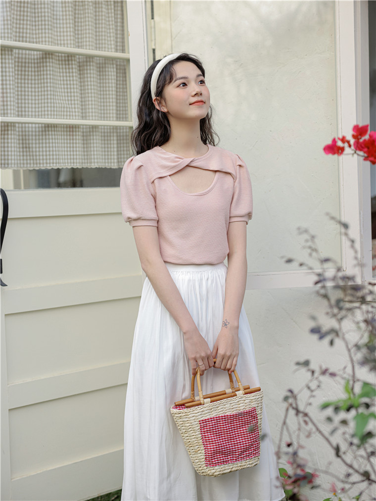 Knot Puff Sleeve T-shirt 纽结泡泡袖T恤 * 3 Colors