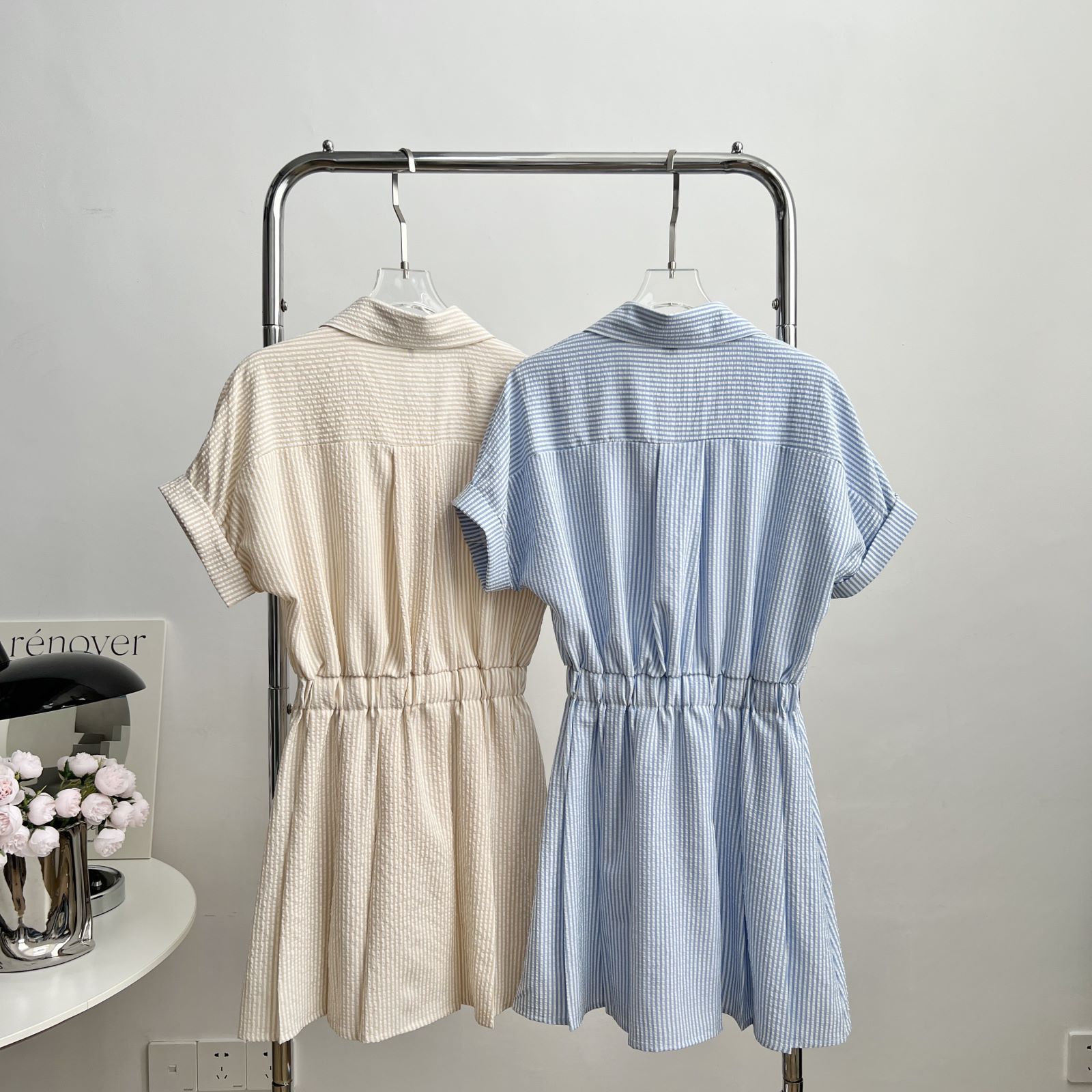 Nina Striped Shirt Dress 文艺范~条纹衬衫连衣裙*2Colors