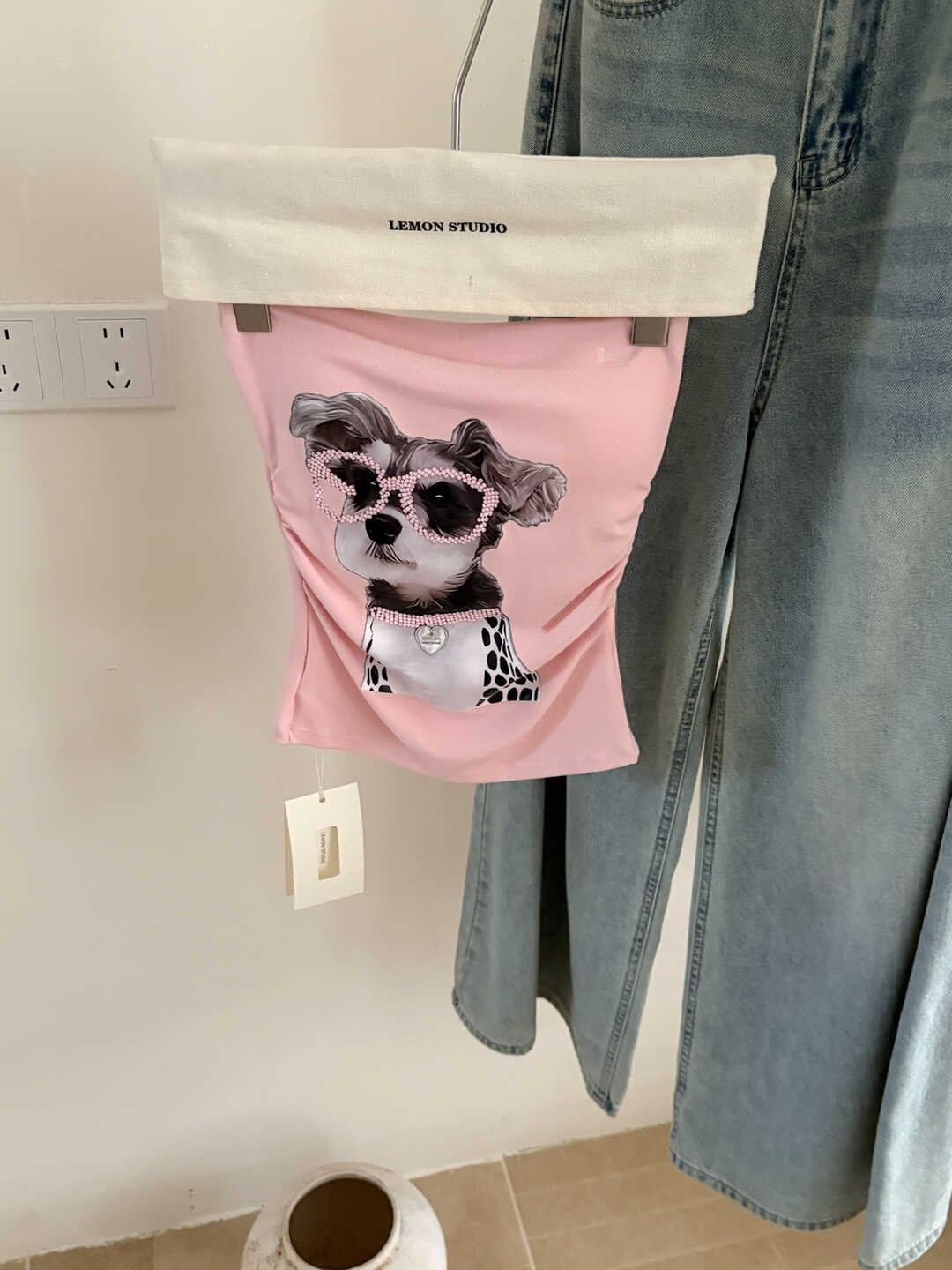 Puppy Print Tube Top Vest 小狗印花抹胸背心 自带胸垫*4 Colors