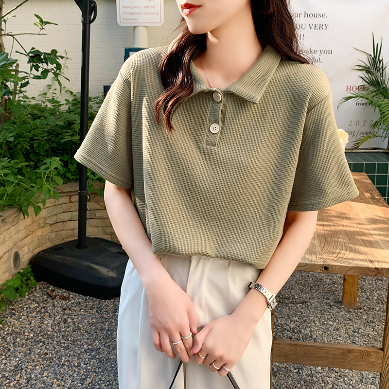 Oversized Waffle Polo Shirt 华夫格宽松Polo衫* 4 Colors