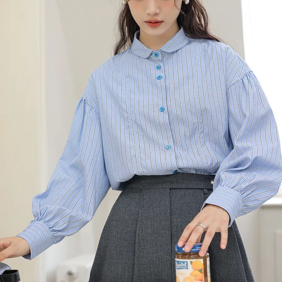Old-school Color Block Striped Shirt 复古撞色纹长袖衬衫