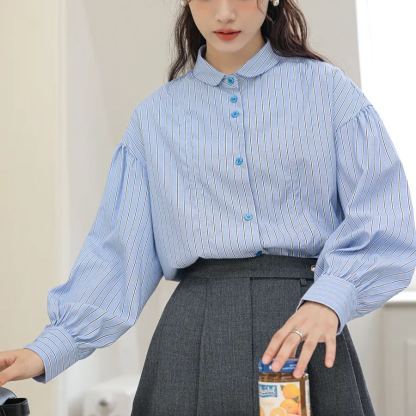 Old-school Color Block Striped Shirt 复古撞色纹长袖衬衫