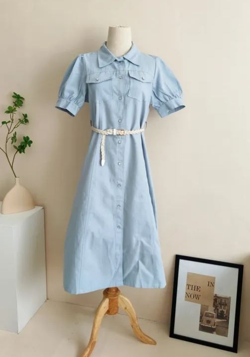 Olivia Velvet Wrap Dress 衬衫式收腰连衣裙*2Colors