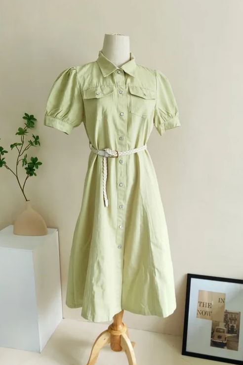 Olivia Velvet Wrap Dress 衬衫式收腰连衣裙*2Colors