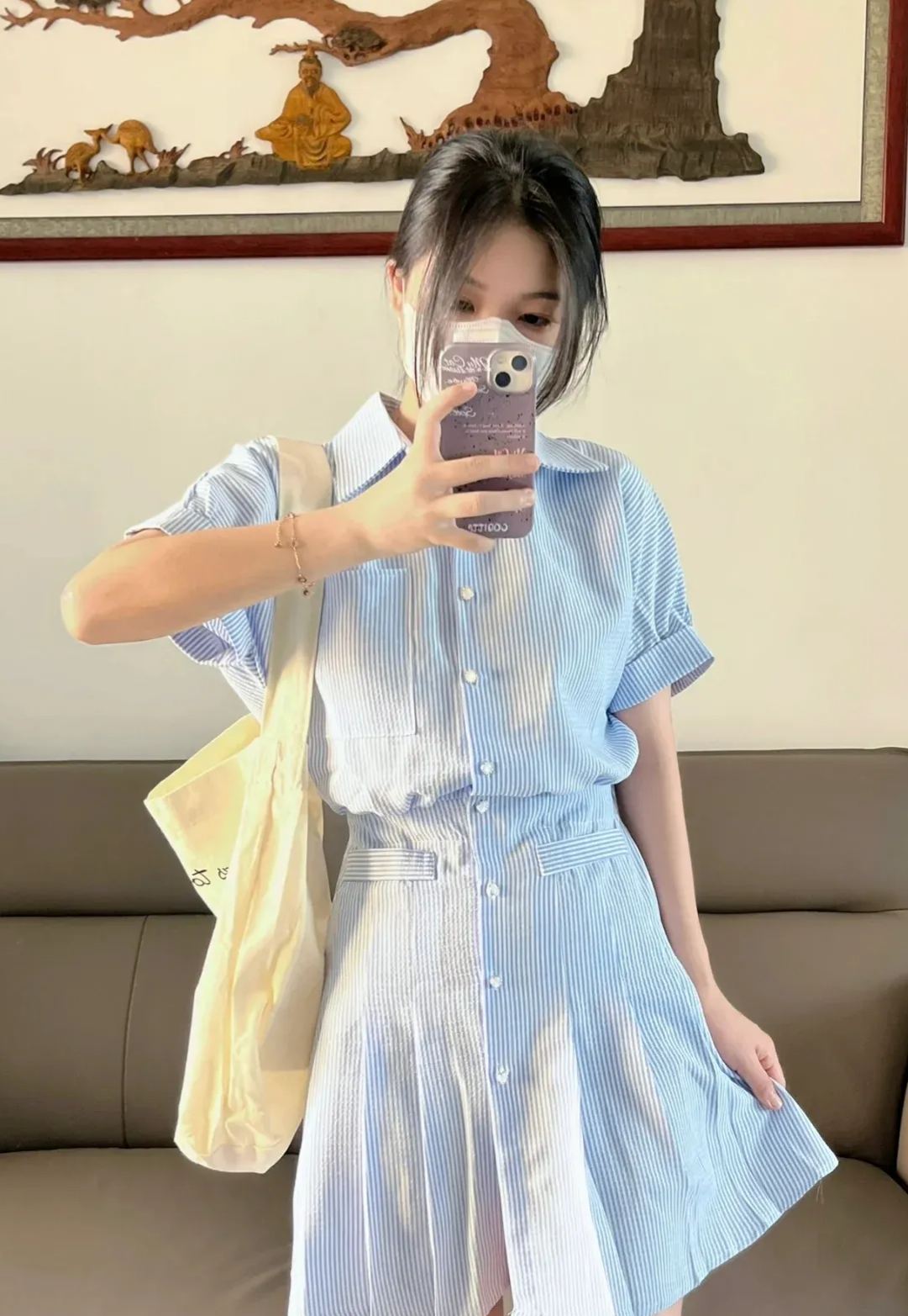 Nina Striped Shirt Dress 文艺范~条纹衬衫连衣裙*2Colors