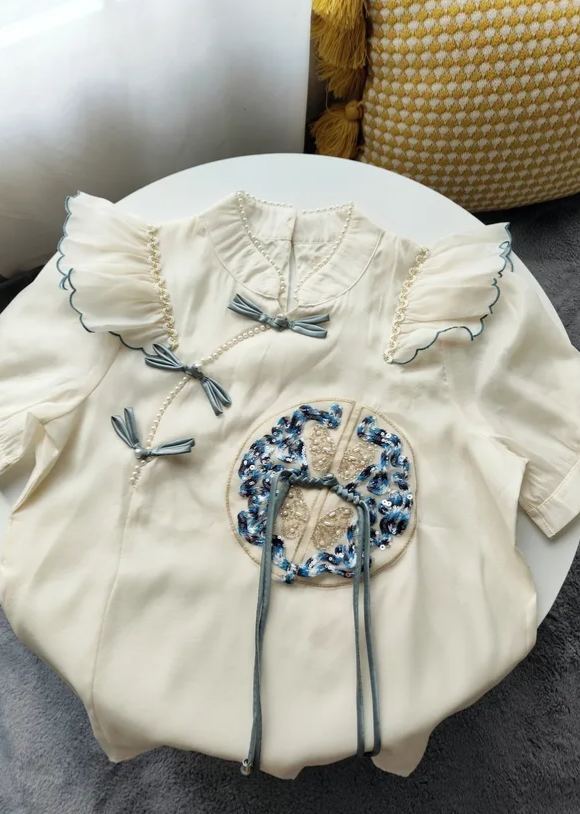 Embroidered Ruffle Hem Top & Skirt Set 刺绣荷叶边上衣+半身裙两件套