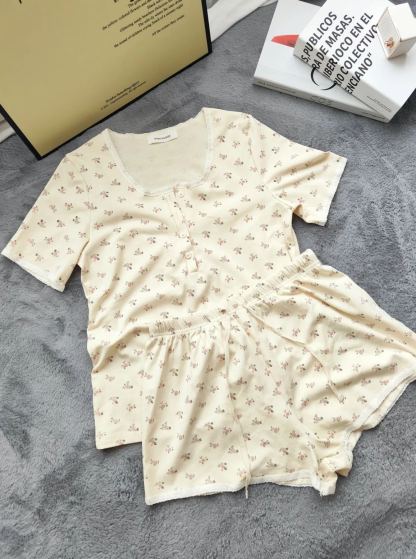 Sweet Lace Floral Homewear Set 碎花蕾丝花边两件套家居服