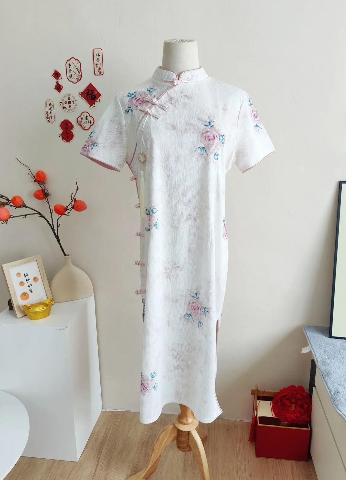 Blooming Rose Cheongsam 玫瑰印花中式旗袍