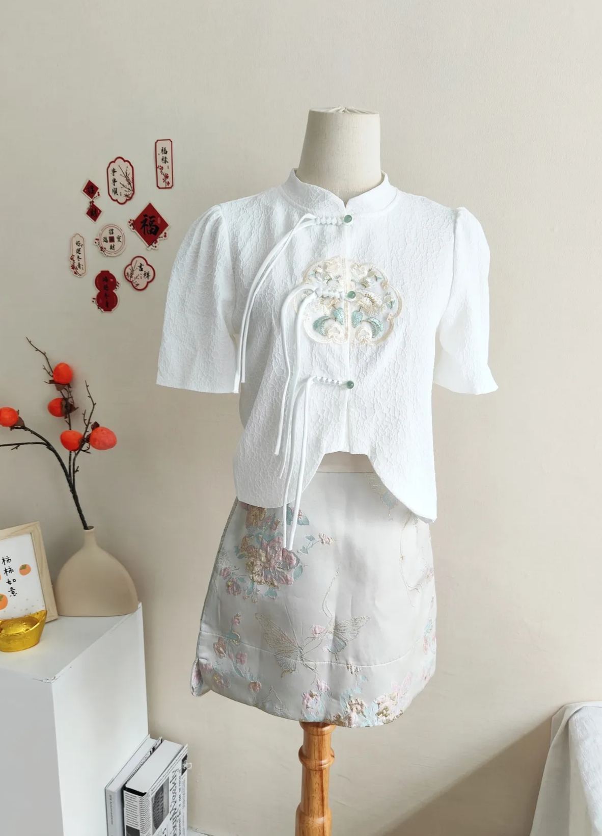 Vintage Jacquard Skirt  中式提花半身裙*只剩M