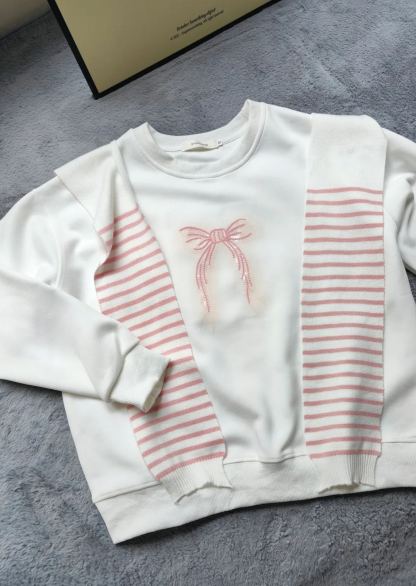 Ribbon Sweatshirt & Shawl Set 薄款蝴蝶结卫衣+披肩两件套*2Colors