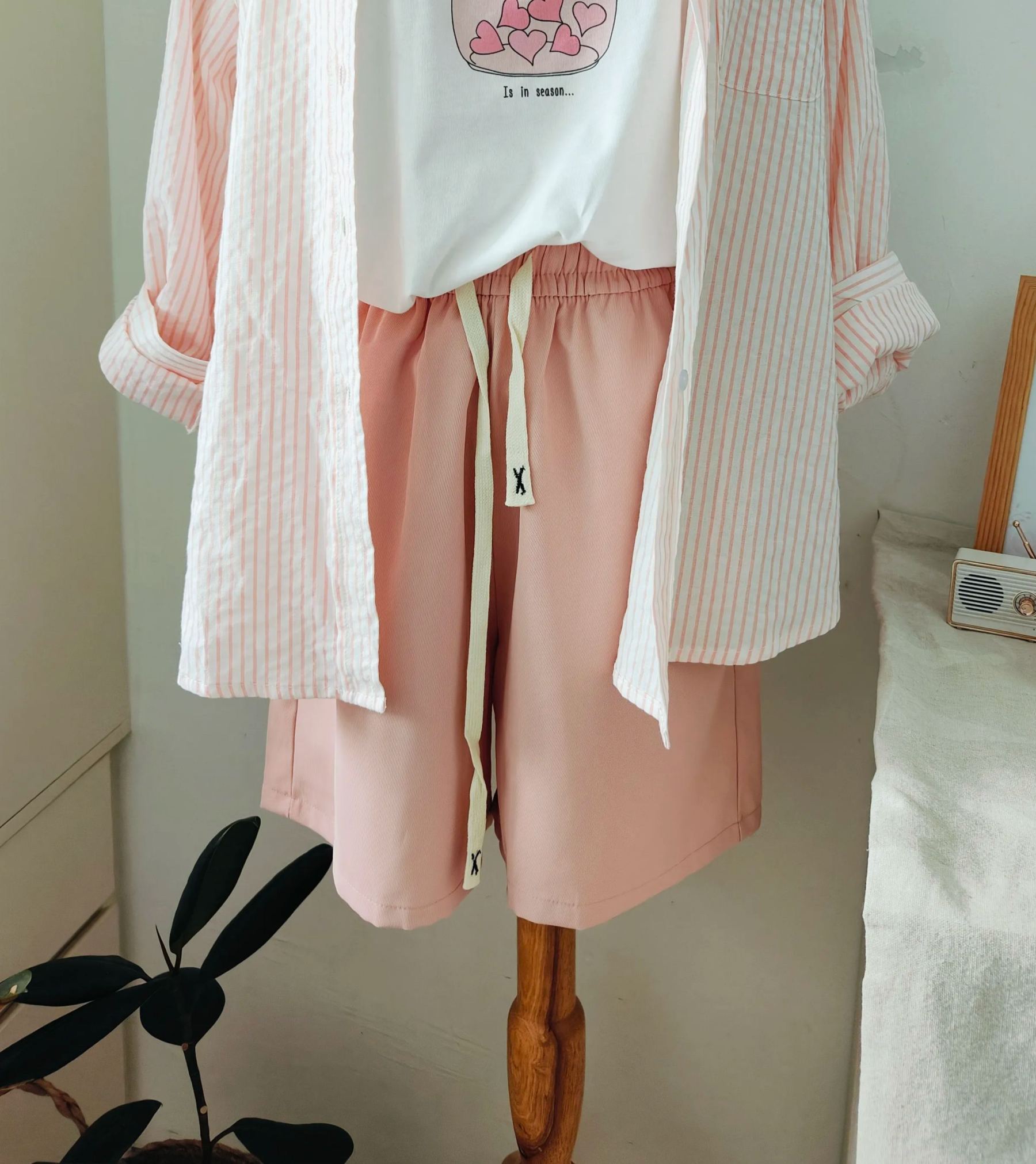 五分阔腿短裤*Pink XL