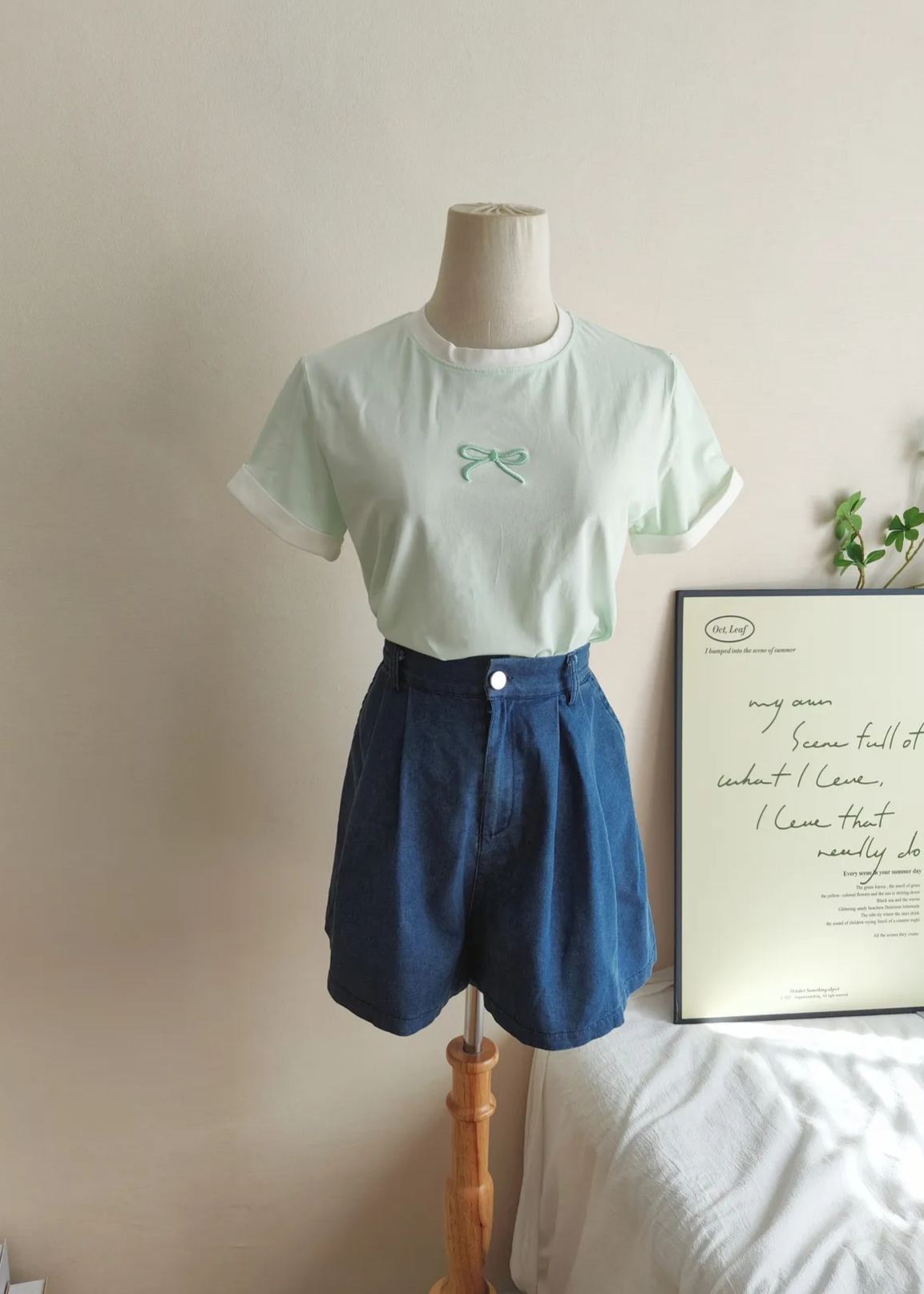 Ice Cream Color Bow Tee 冰淇淋色拼接蝴蝶结T恤*2 Colors