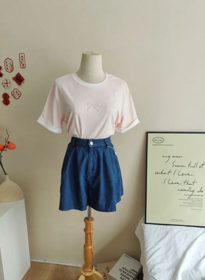 Ice Cream Color Bow Tee 冰淇淋色拼接蝴蝶结T恤*2 Colors