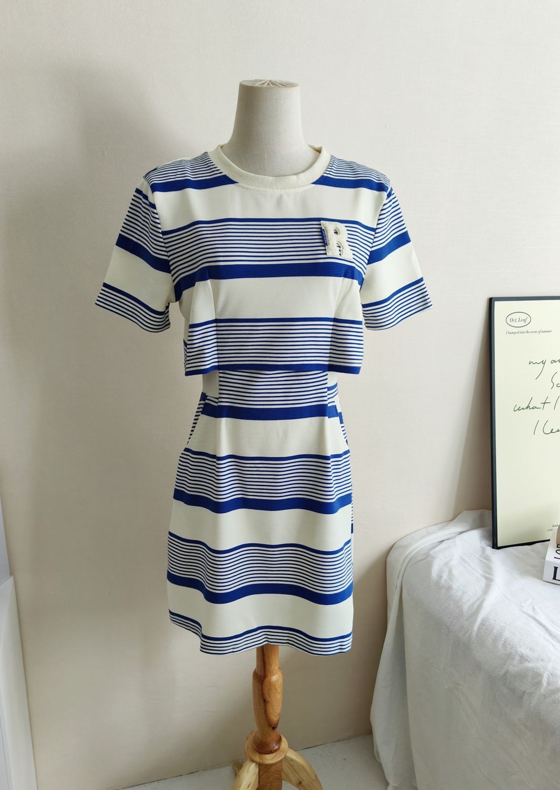 Faux Two-Piece Striped Tee Dress 假两件条纹T恤连衣裙*2Colors