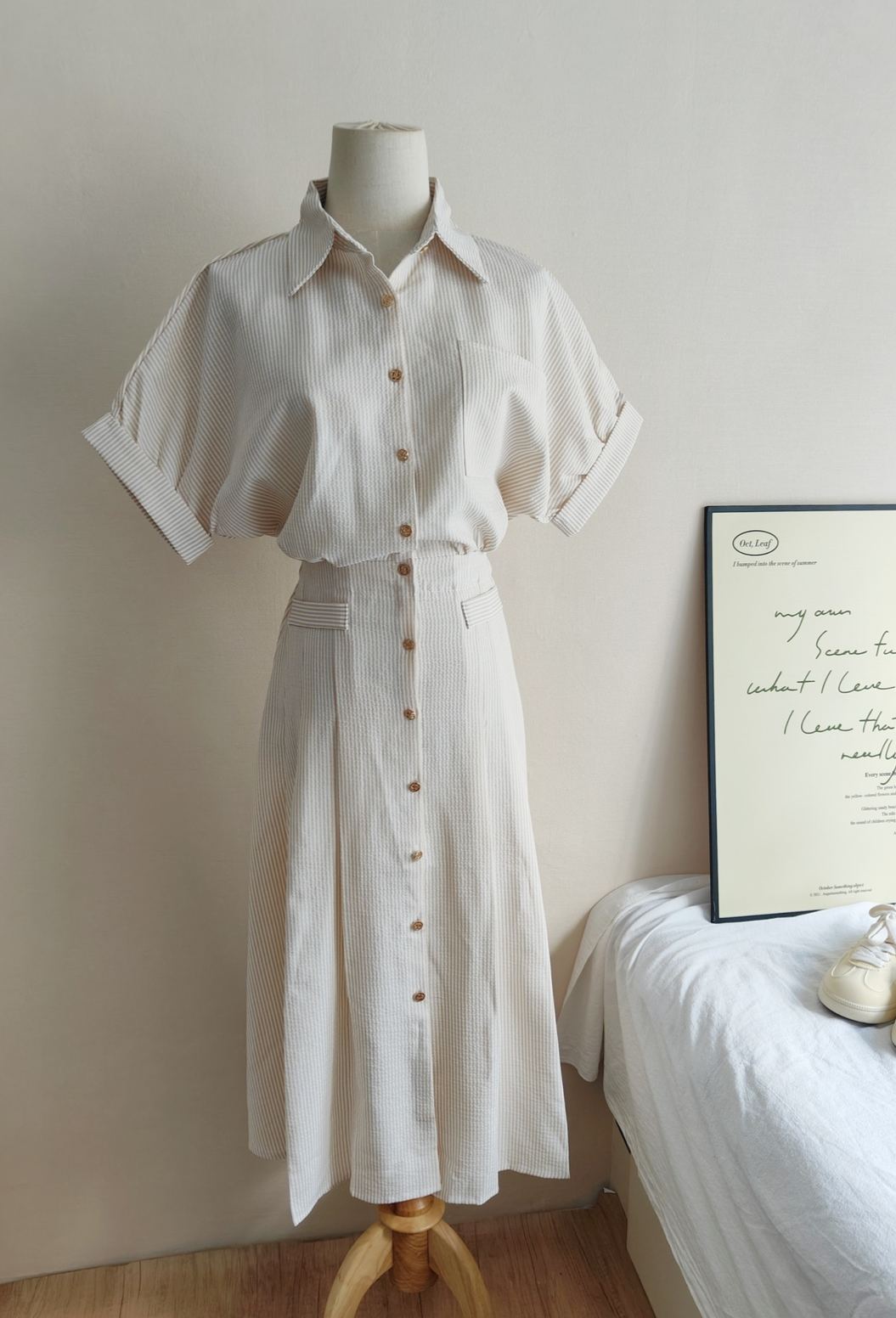 Nina Striped Shirt Dress 文艺范~条纹衬衫连衣裙*2Colors