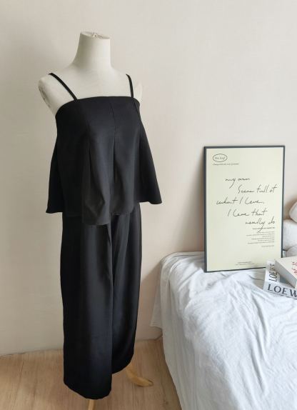 Muse Two-Piece 法式吊带上衣阔腿裤两件套*4 Colors