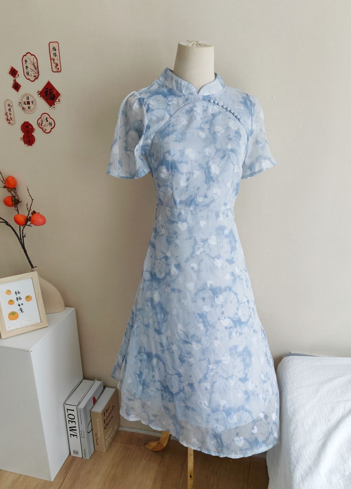 Blue Blossom Chiffon Dress 蓝色雪纺碎花裙