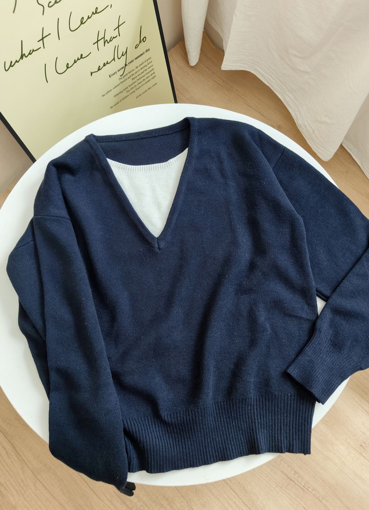 Chic Dual-Tone Knit Top 慵懒撞色假两件毛衣* 2 Colors