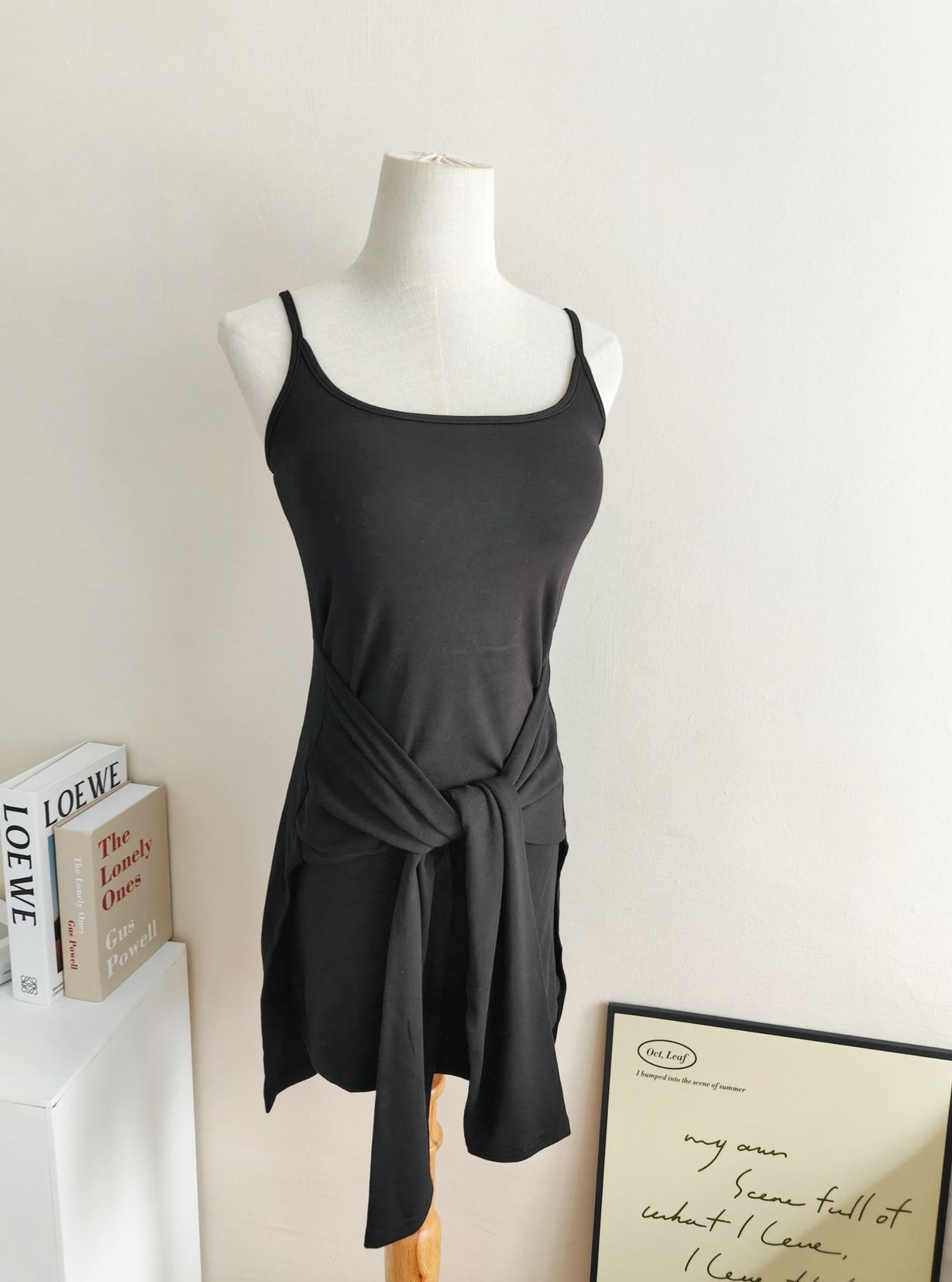 系腰假两件连衣裙*2 Colors 带胸垫