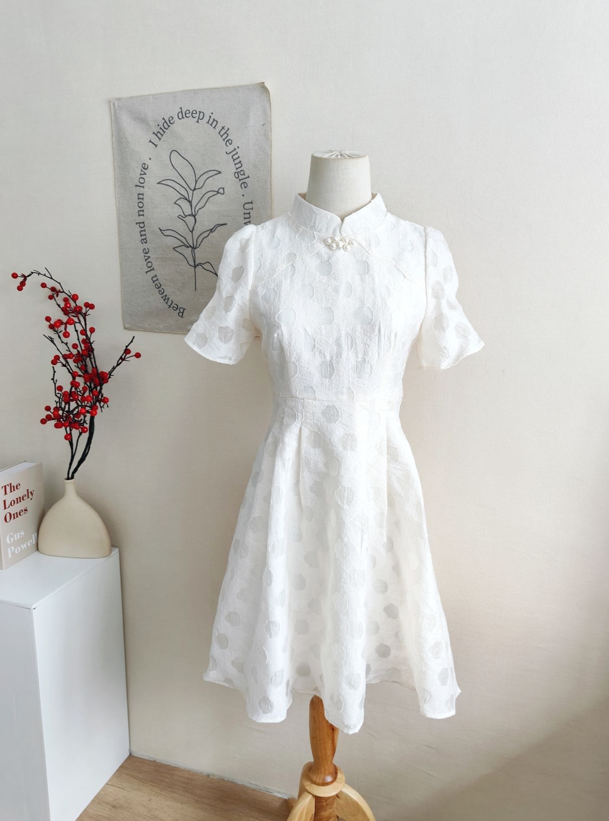 Classic Apricot Cheongsam Dress 杏色中式连衣裙