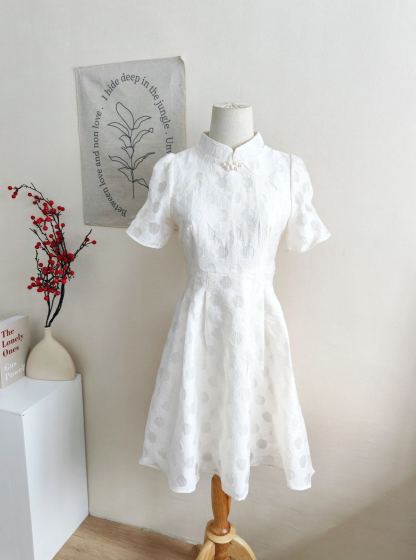 Classic Apricot Cheongsam Dress 杏色中式连衣裙