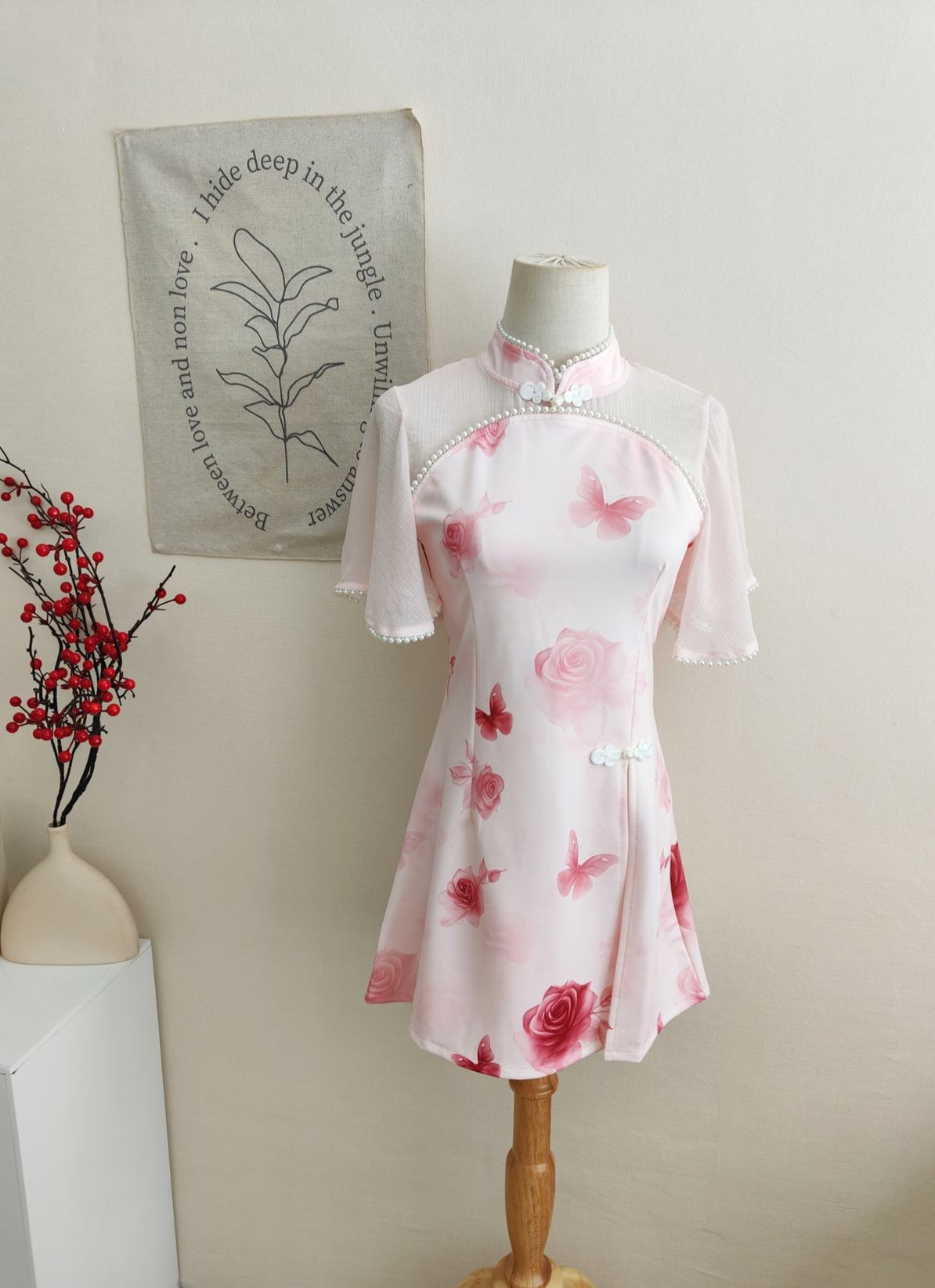 Blooming Rose Chinese Two-Piece Set 花绽玫姿中式2件套